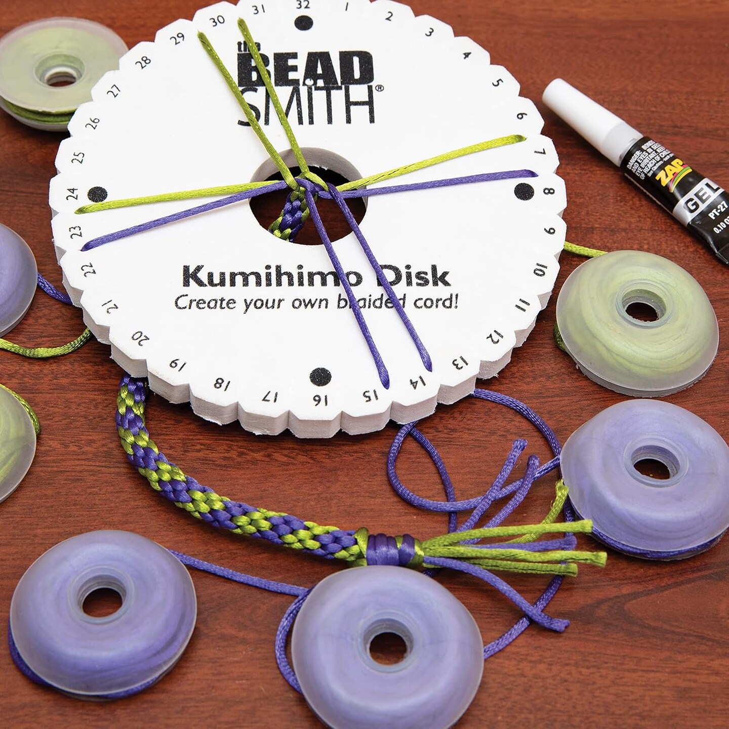 The Beadsmith Kumihimo Starter Kit – Includes Disk,Adhesive, Bobbins, Findings, Cord and Instructions & Projects – Japanese Art of Braiding – Beginner Set with All Your Jewelry Tools to Get Started
