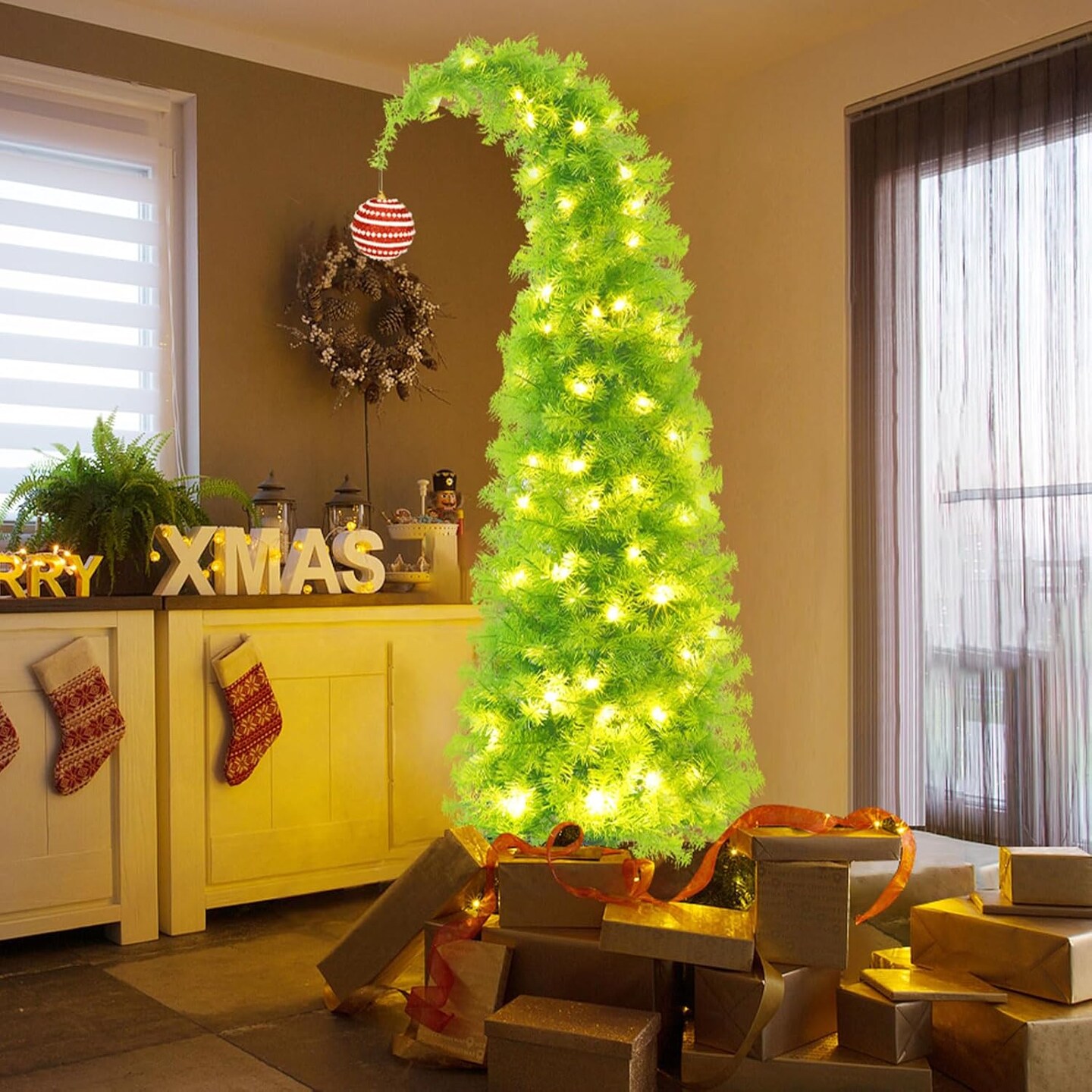 6FT Grinchs Christmas Tree with Flexible Branches (Green-01) 17.3&#x22;D x 17.3&#x22;W x 71.6&#x22;H