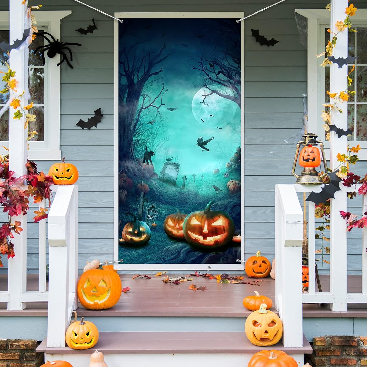 Halloween Door Decorations Halloween Front Door Cover (Classic) 70.87&#x22;L x 35.43&#x22;W