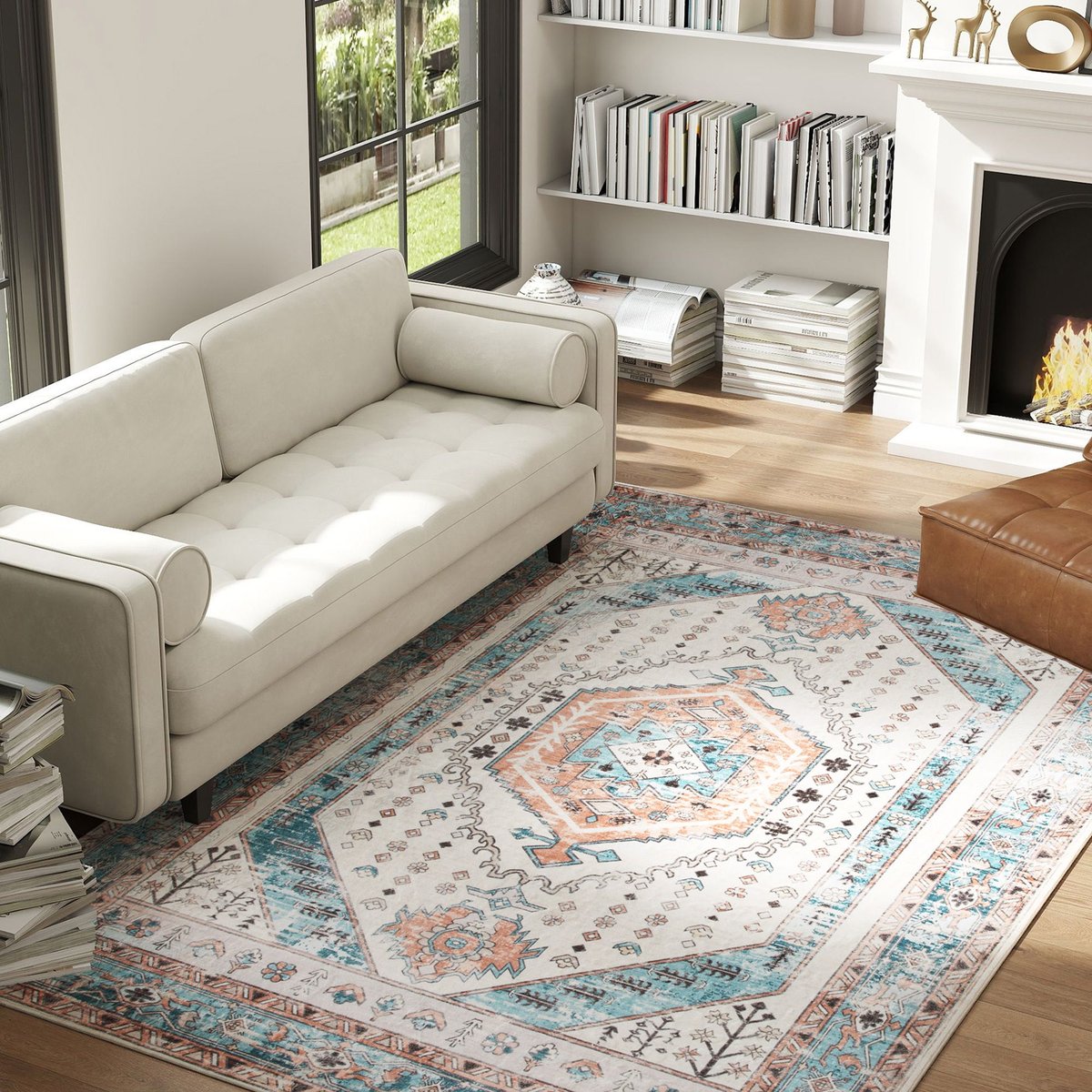 Edge Collections - 60&#x22; x 84&#x22; - Brown - Vintage Distressed Area Rug!