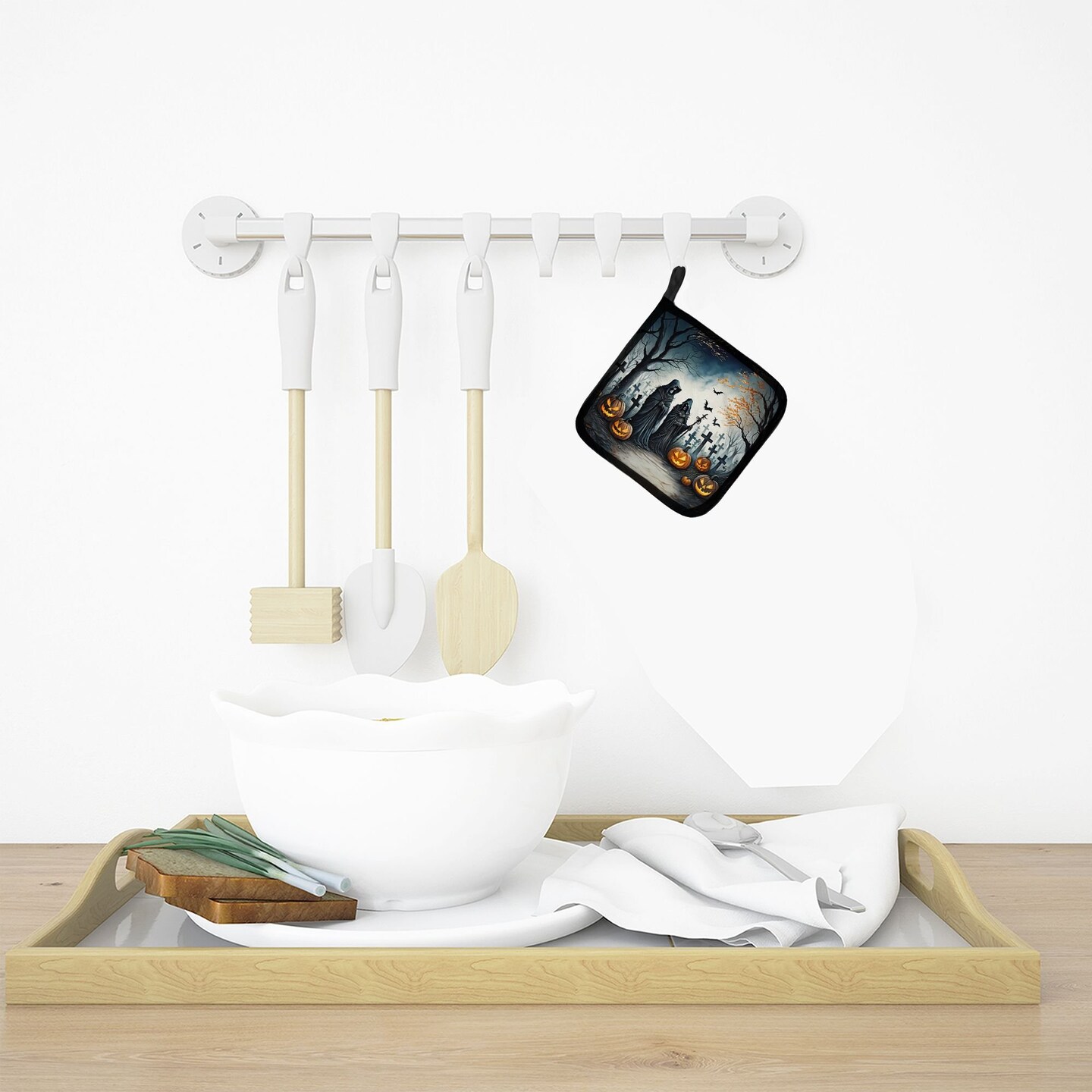 Edge Collections - 7.5" x 7.5" - Multicolor - Grim Reaper Halloween Pot Holders - 1 Pair