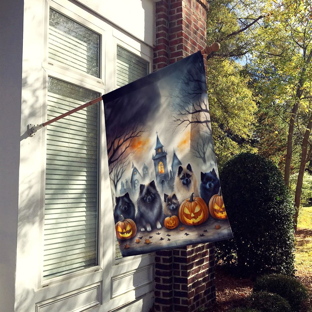 Edge Collections - 28" x 40" - Multicolor - Keeshond Spooky Halloween House Flag Decorative Sleeve Pole Banner - 1 Piece