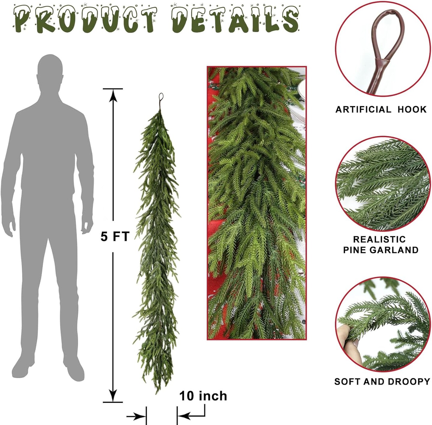 5 Ft Natural Christmas Cedar Garland