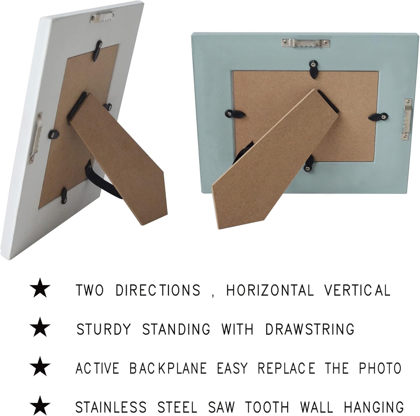 Pack of 2 - Rustic 5x7 Inches Wooden Picture Frame,Vintage Cyan and White in Gift Box(5x7 inches photo)9.9&#x22;L x 7.9&#x22;W