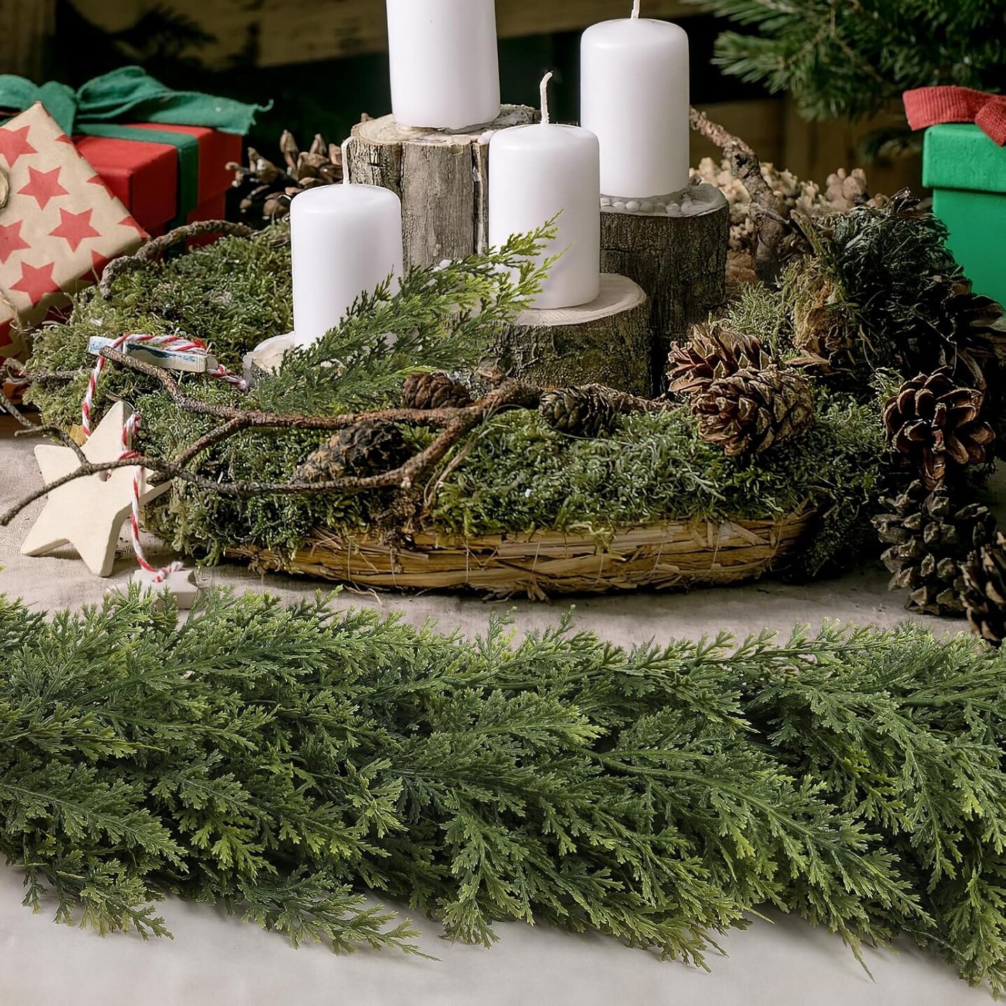 9FT Christmas Cedar Garland with Soft Pine