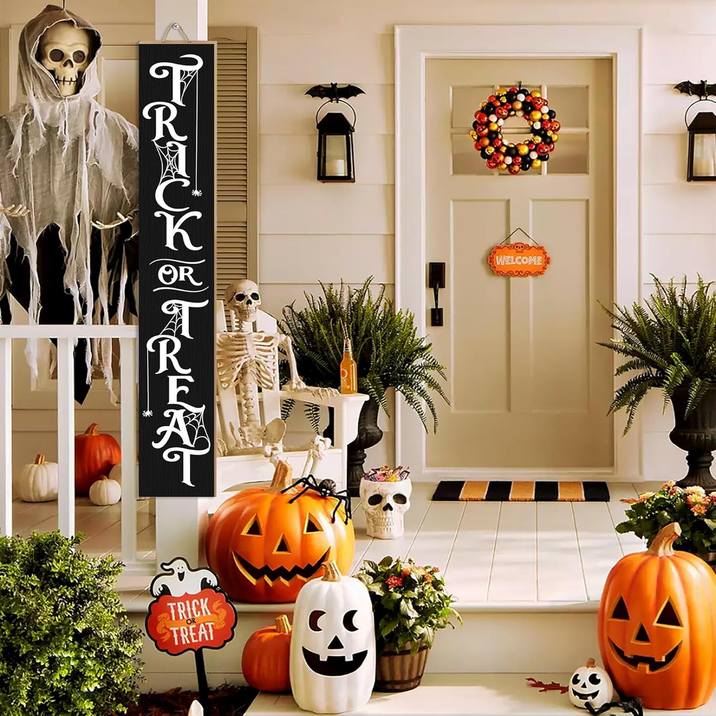 Halloween Porch Sign Decor (Trick or Treat)