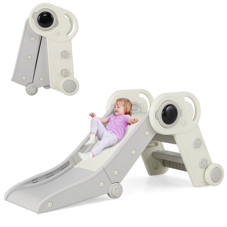 HDPE 2-in-1 Kids Slide with Foldable Climber and Handrails