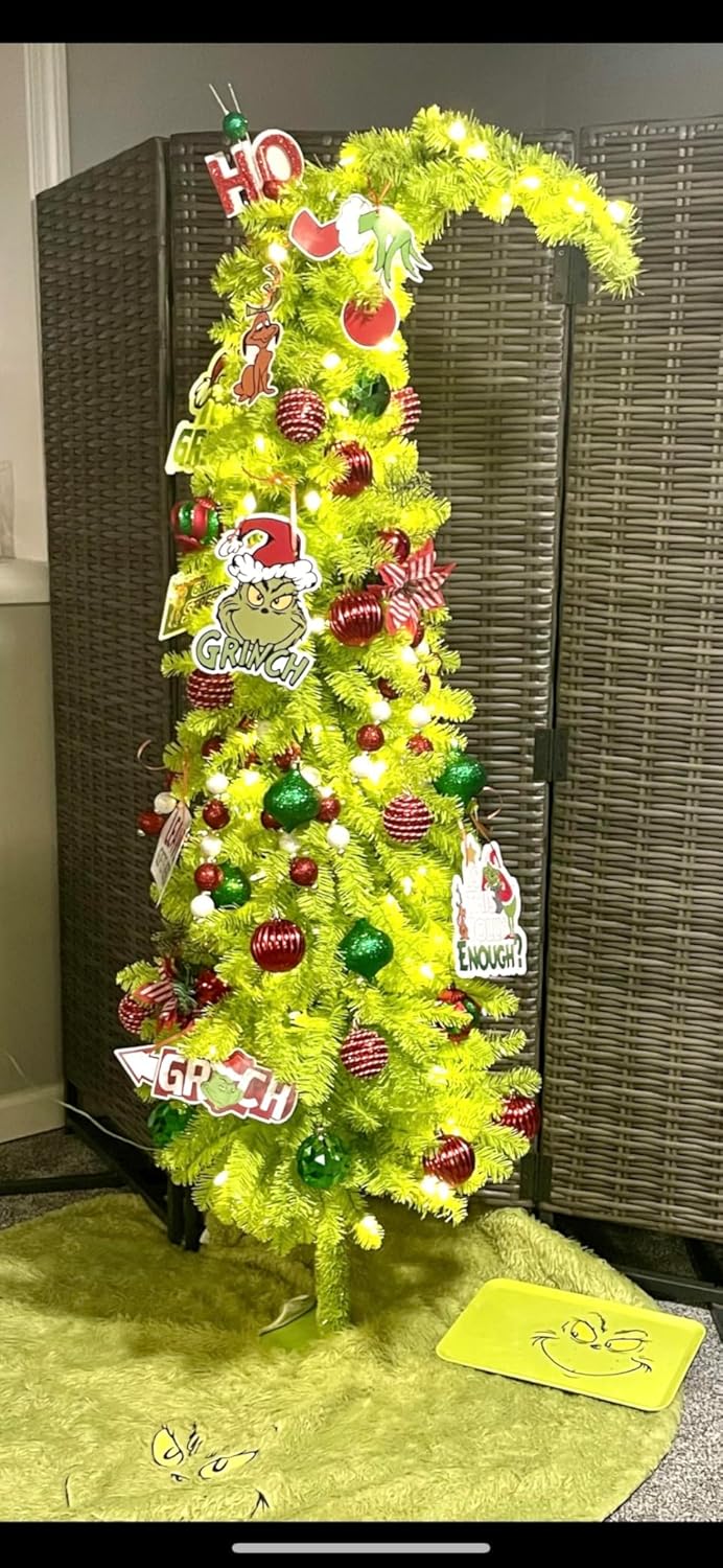 5 Ft Pre-lit Christmas Tree with Metal Stand(Green)20&#x22;D x 20&#x22;W x 60&#x22;H