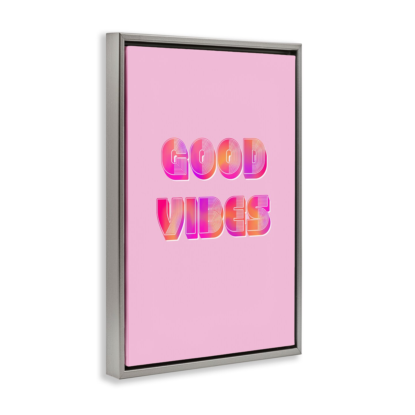 Stupell Industries Pink & Orange Retro Good Vibes Floating Frame, design by Pooja Dave