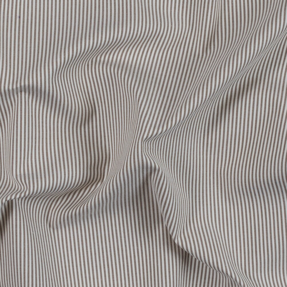 1 Yard Brownie White Candy Striped Stretch Cotton Woven Fabric Medium Weight Durable