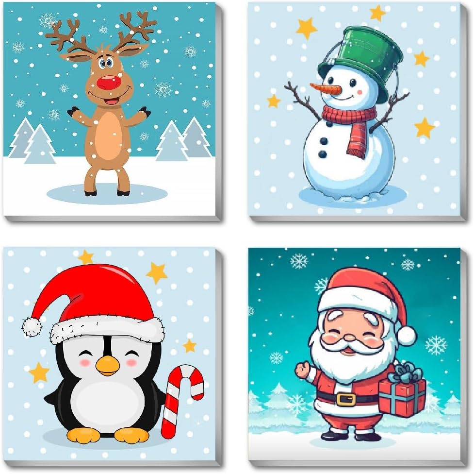 4 Pack Framed Paint by Number for Kids Age 8-12(BKH836-837-838-839-US)8 x 8 x 0.8 inches