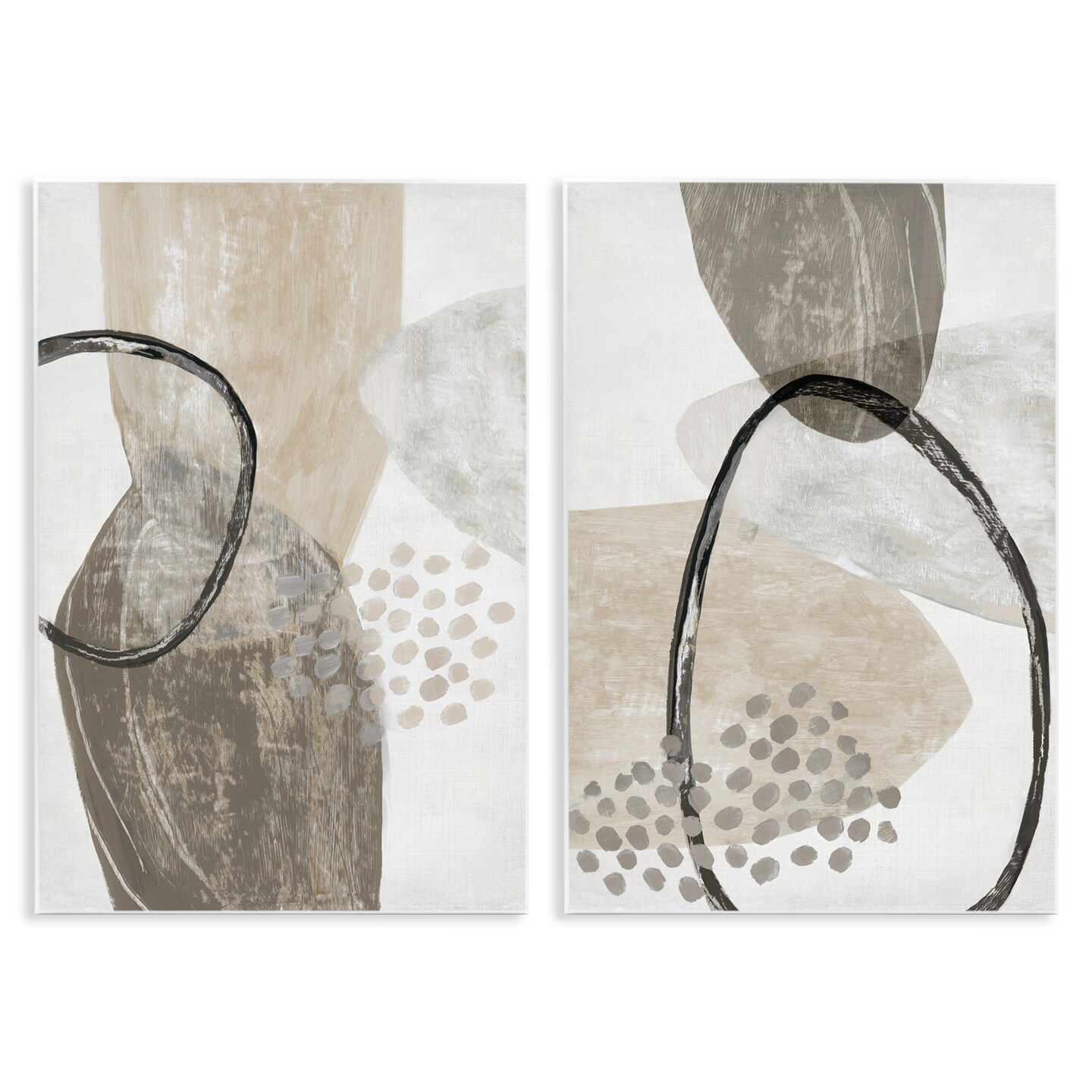 Stupell Industries Neutral Oval Shapes 2pc Wall Plaque Set, design by Hannah Dawson