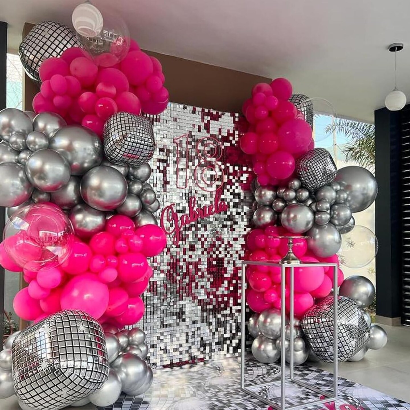 Pink and Silver Balloons (Pink Silver)