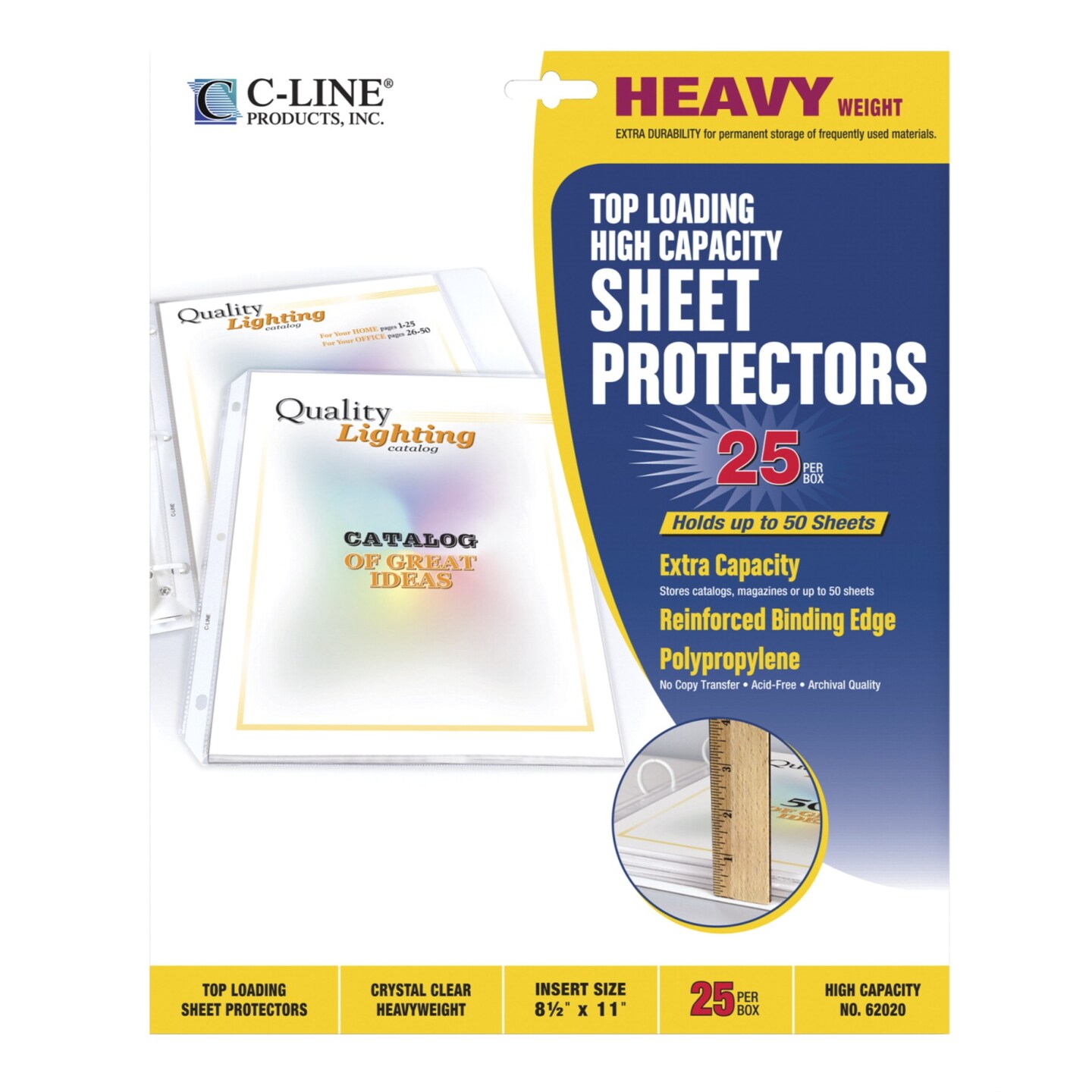 C-Line High Capacity Poly Sheet Protectors, 8-1/2 x 11 Inches, Clear, Pack of 25