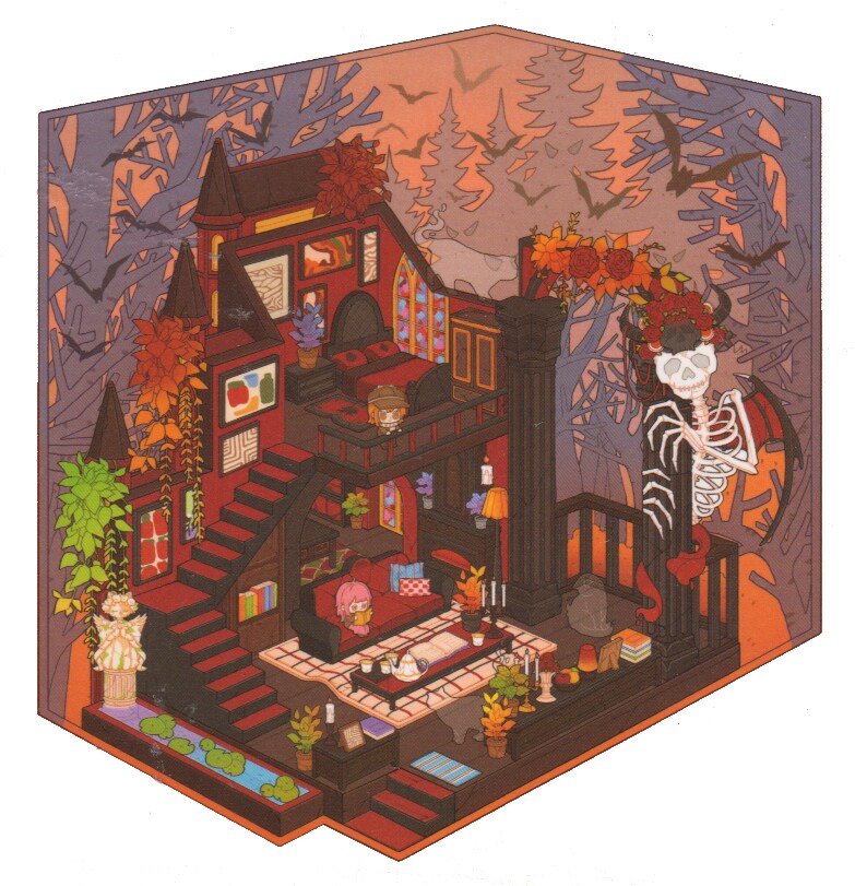 Spooky Halloween Sticker Scene, Isometric Room Stickers, Adorabilities