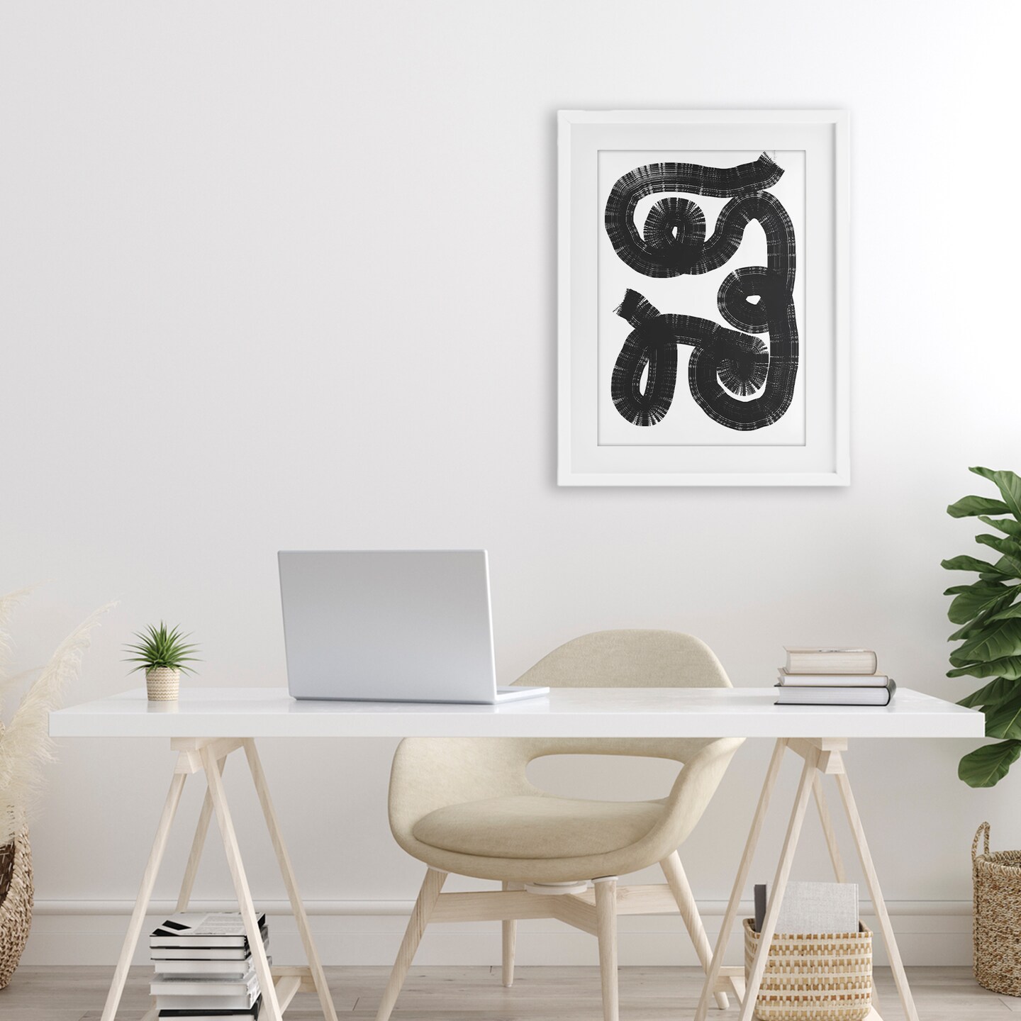 Stupell Industries Black And White Spiral Framed Print Under Glass, design by Anna Lischenko