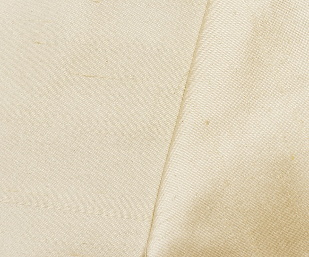 Cream Beige-White Blue Iridescent Silk Dupioni Woven Fabric By the Yard