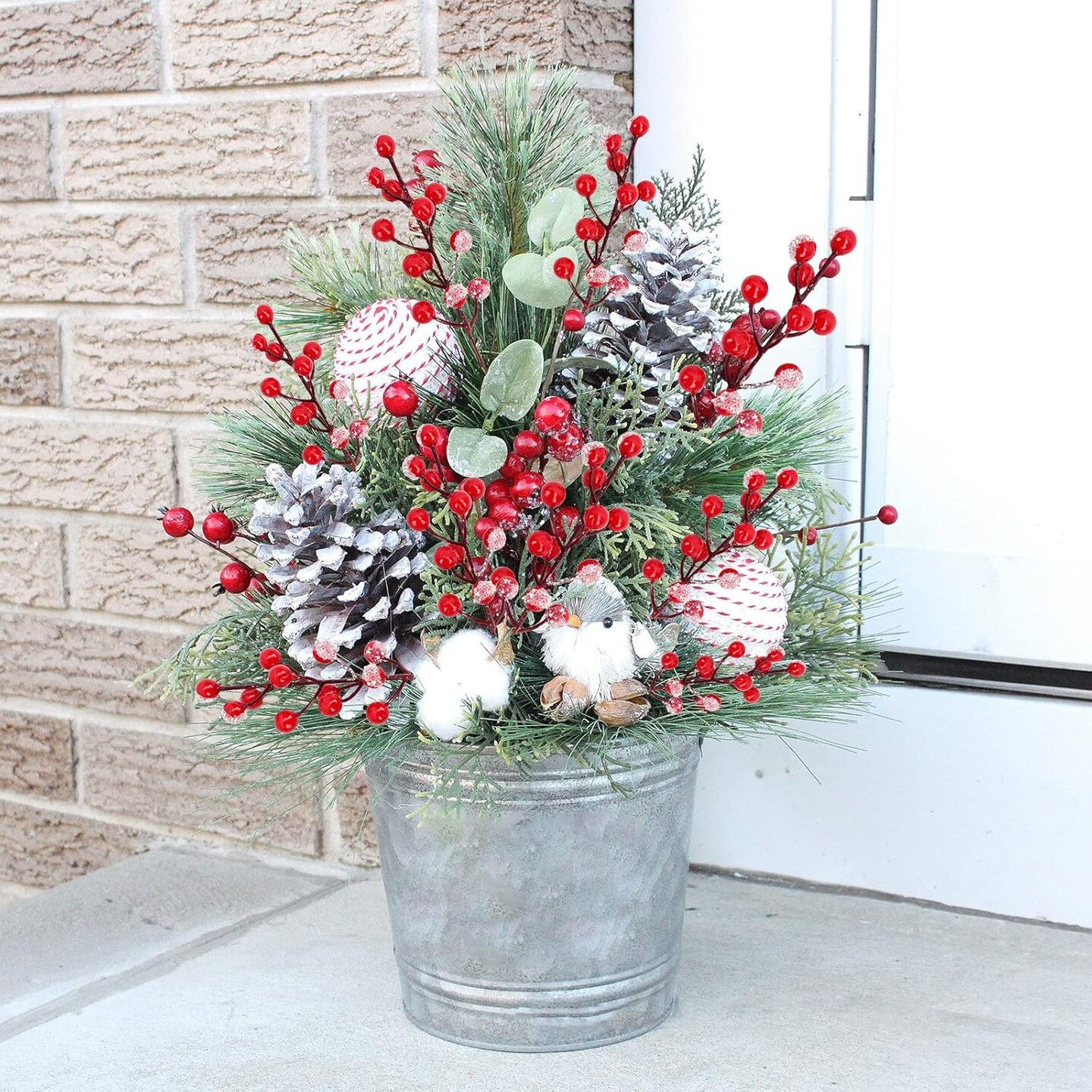 24 PCS Artificial Holly Berry Stems (Red)