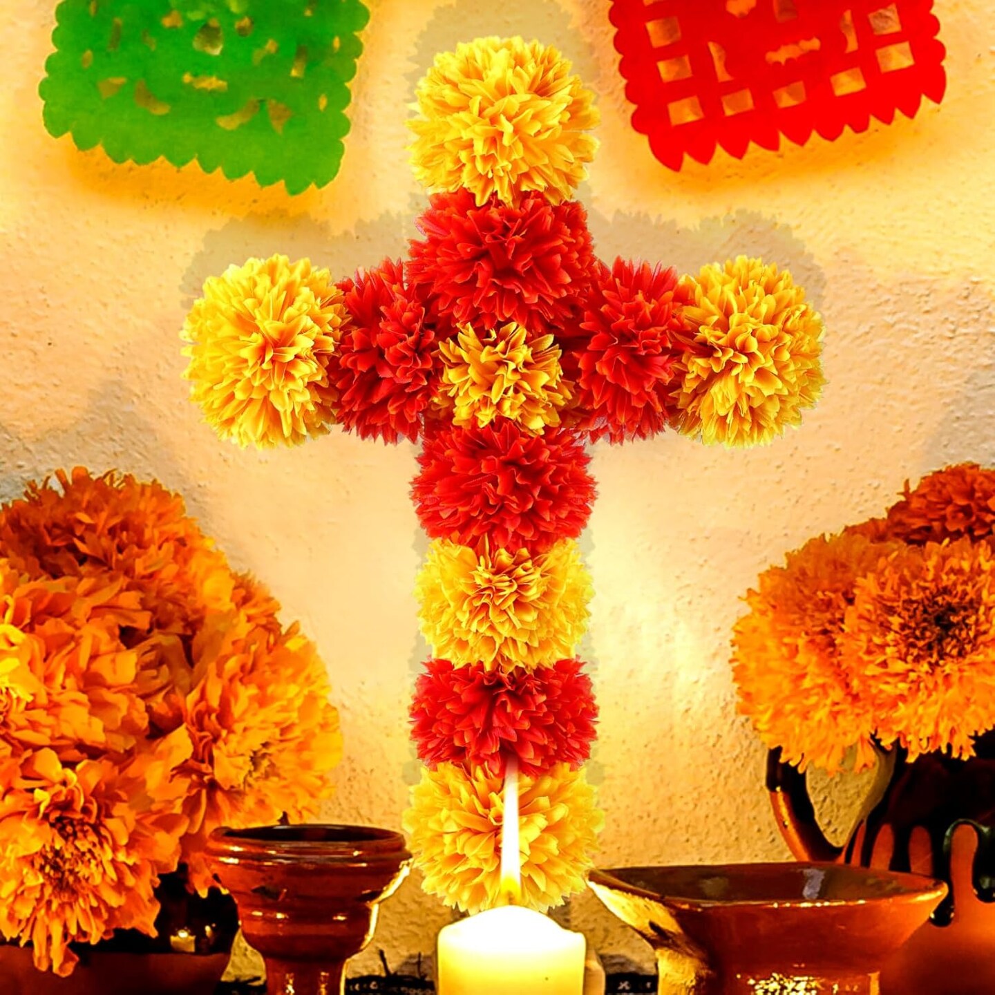 12 x 16 Inch Dia De Los Muertos Decorations (Orange and Yellow)