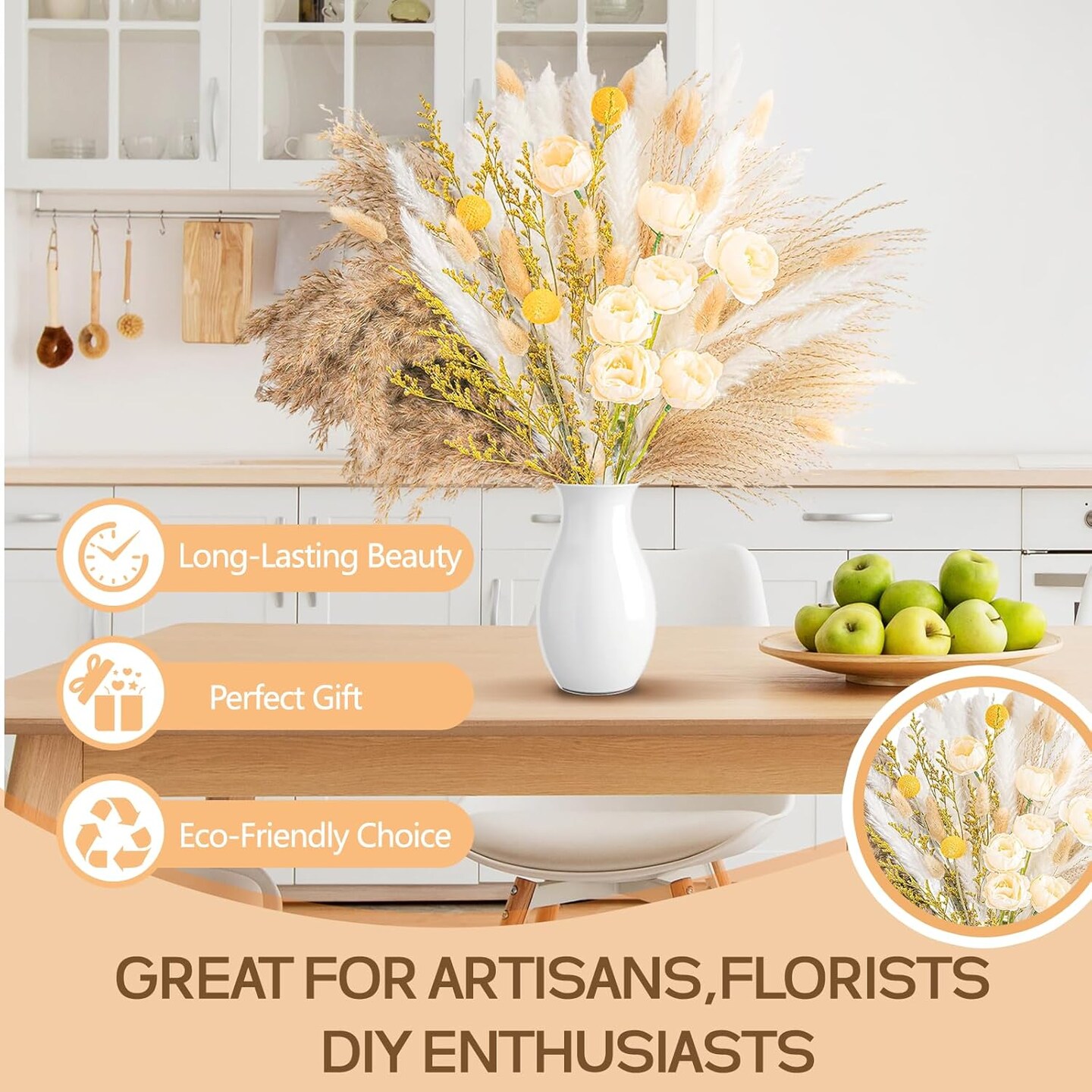 Home Decor Bouquet Natural Dried Flowers for Vase(Multicolour)