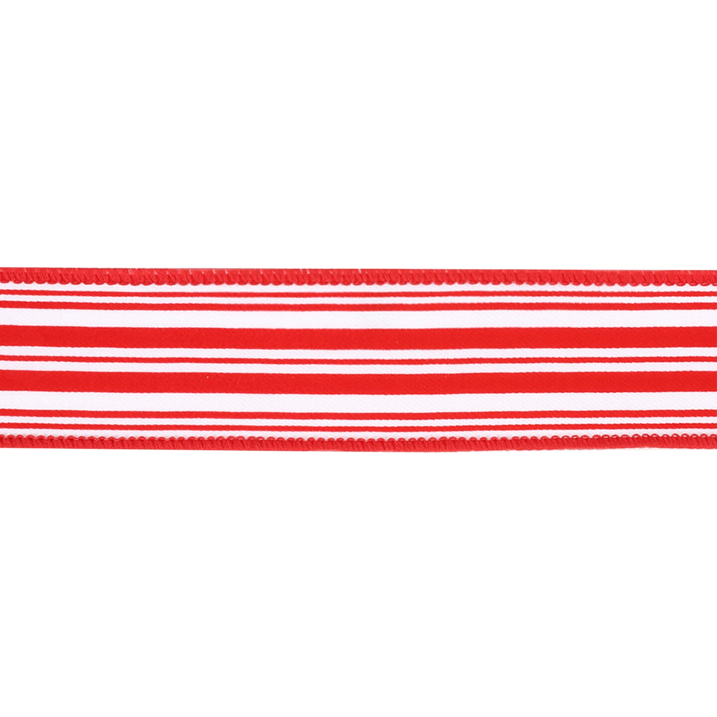 LaRibbons 1 1/2&#x22; Wired Ribbon | &#x22;Striped&#x22; Red/White | 10 Yard Roll