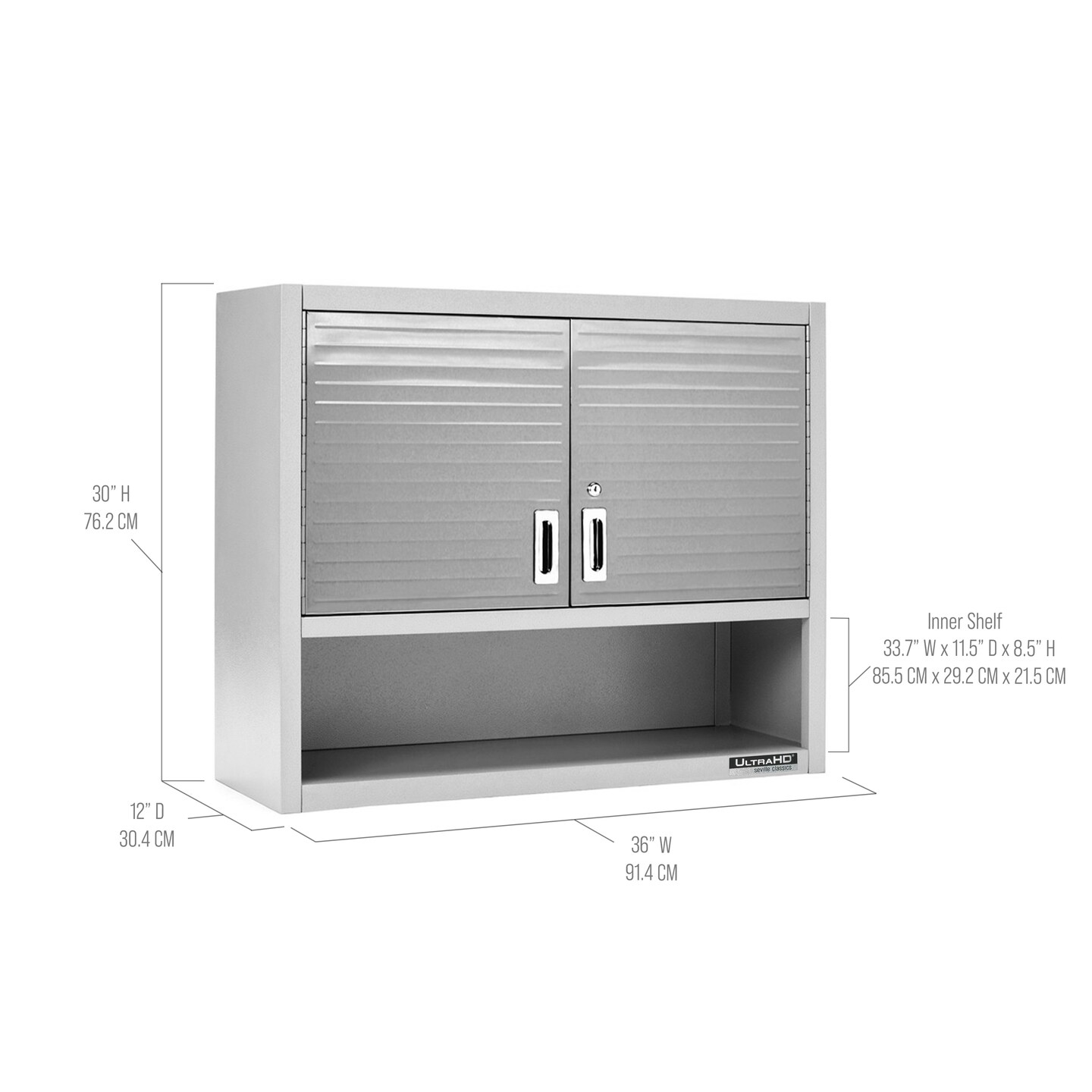 Seville Classics UltraHD Double Door Wall Cabinet, 36" W x 12" D x 30" H