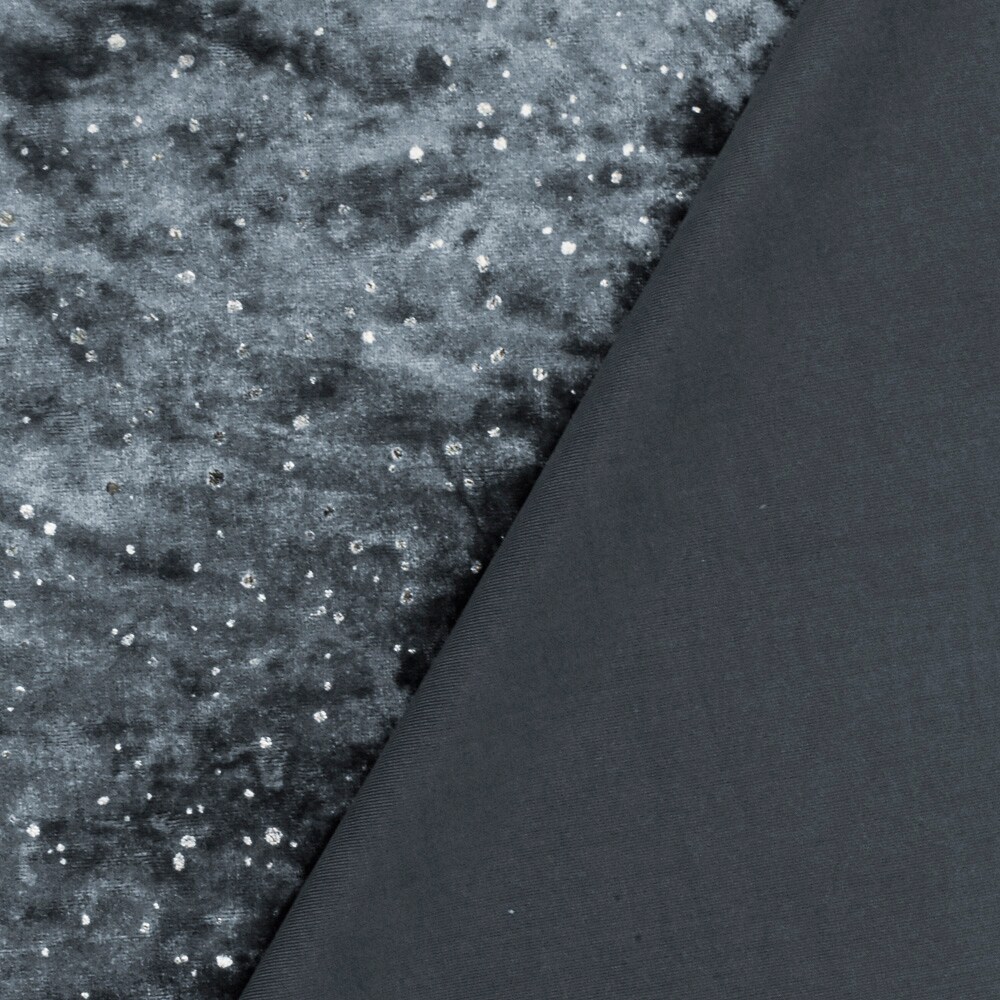 Galaxy Blue-Silver Drip Dot Pattern Printed Stretch Velvet Knit Fabric By the Yard