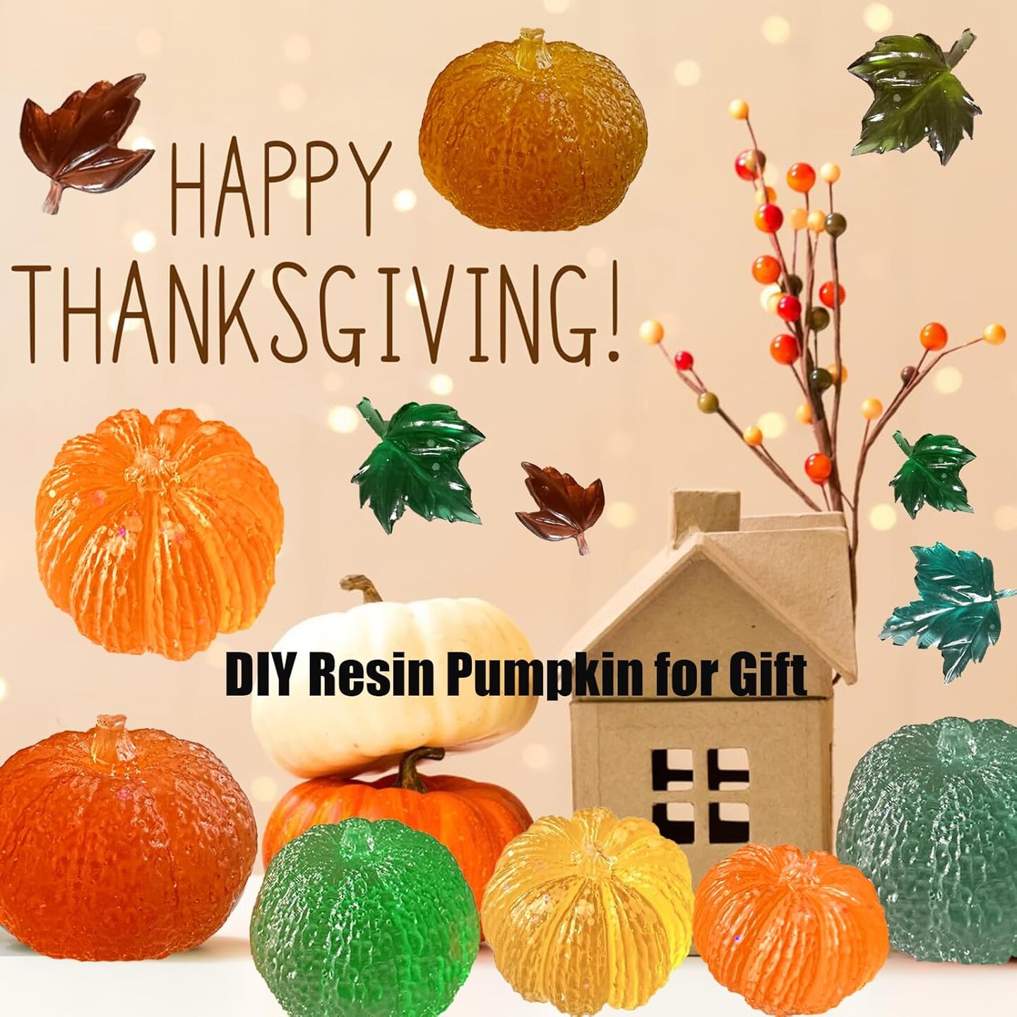 (4 Pack) Pumpkin Candle Molds with Leaf Mold(4PCS Pumpkin &#x26; Leaf Candle Molds)3 x 2 x 0.57 inches