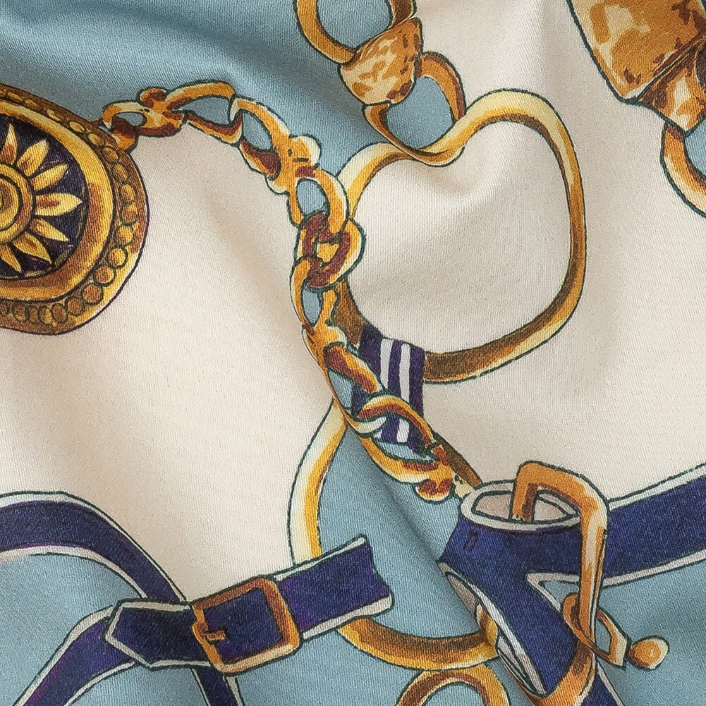 1 Yard Aqua Chaining Directions Stretch Cotton Sateen