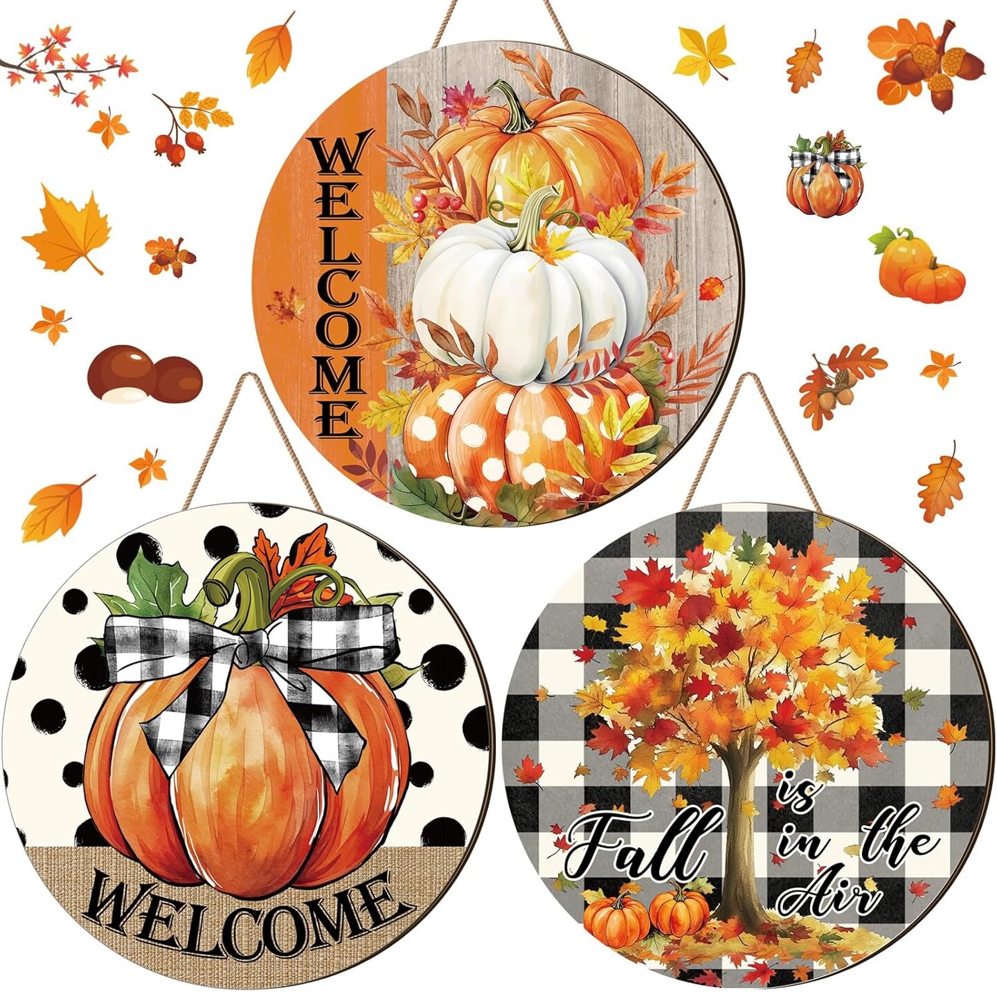 3 Pcs Fall Decoration for Home Front Door Decor(Pumpkin)