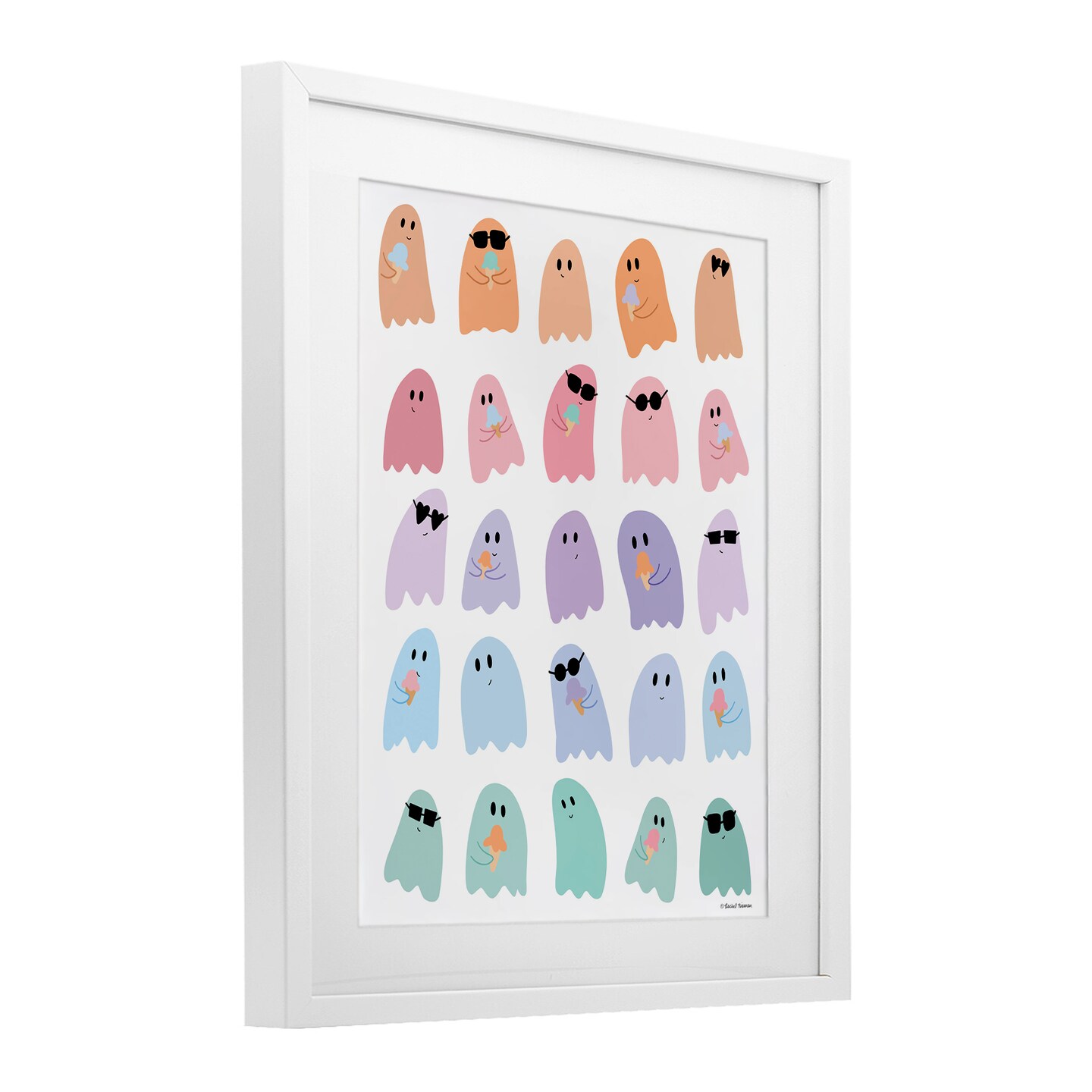 Stupell Industries Spooky Cute Pastel Ghosts Framed Print Under Glass, design by Rachel Nieman