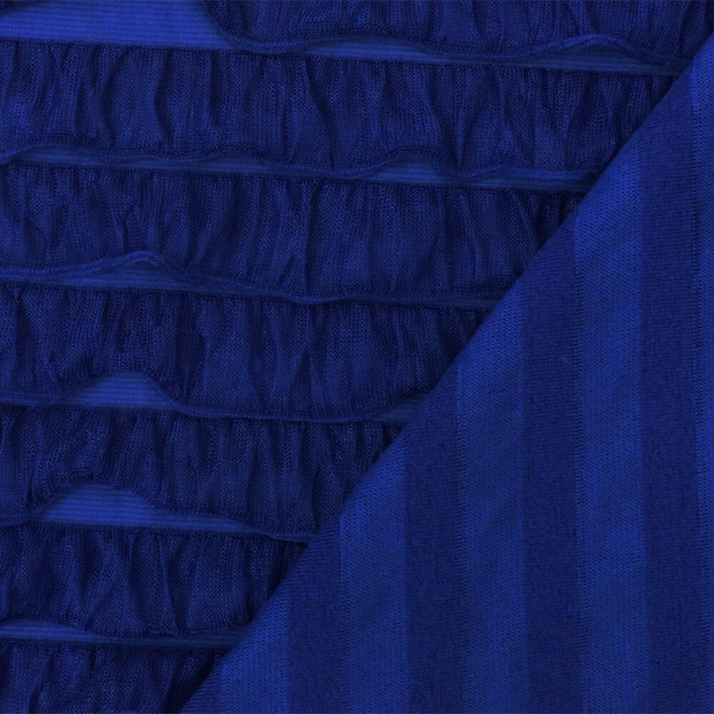 Royal Blue Solid Stretch Poly Ruffle Knit Fabric By the Yard