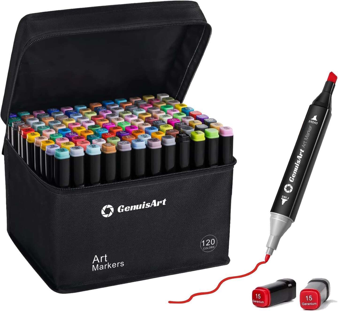 Alcohol Markers, Chisel &#x26; Fine Dual Tips,Paint Markers For Coloring, Drawing, Sketching (Black Barrel, 120)
