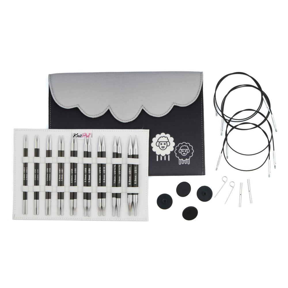 KnitPro Karbonz Deluxe Interchangeable Knitting Needle Set - 5"