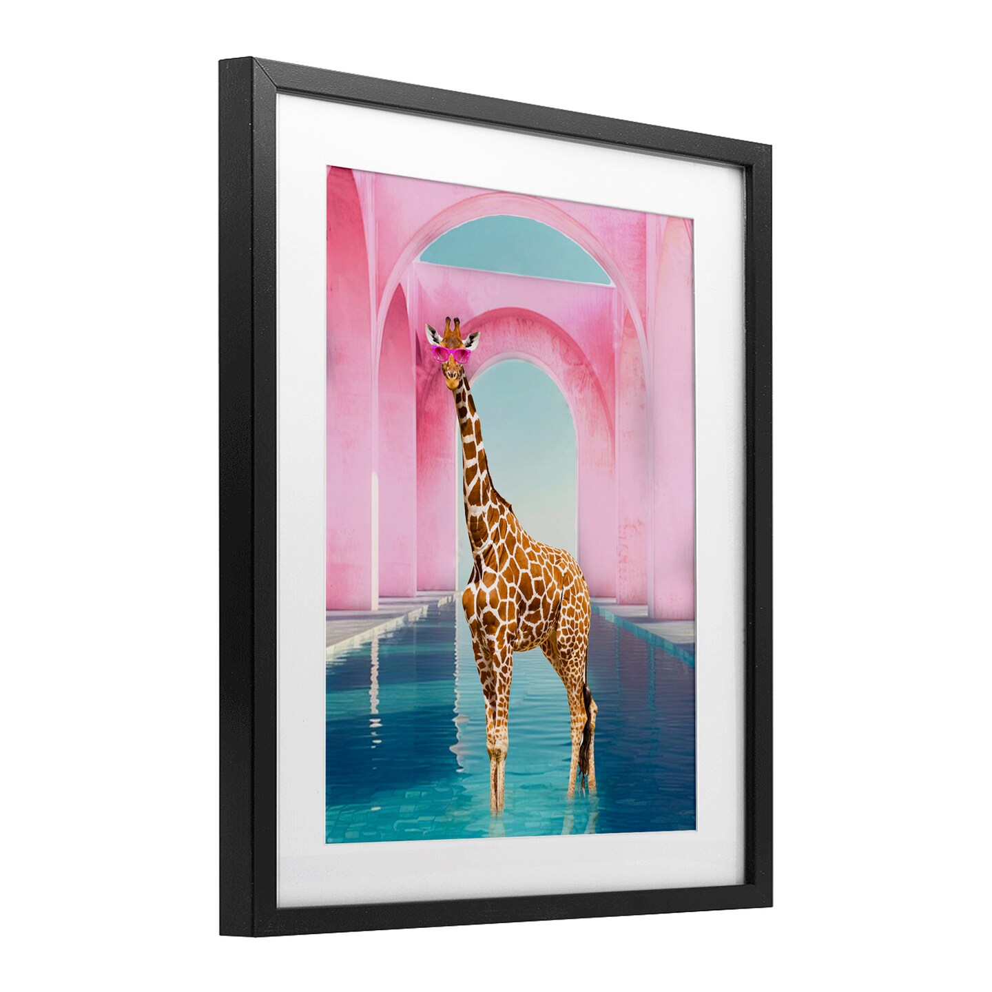 Stupell Industries Glam Giraffe with Pink Arches Framed Print