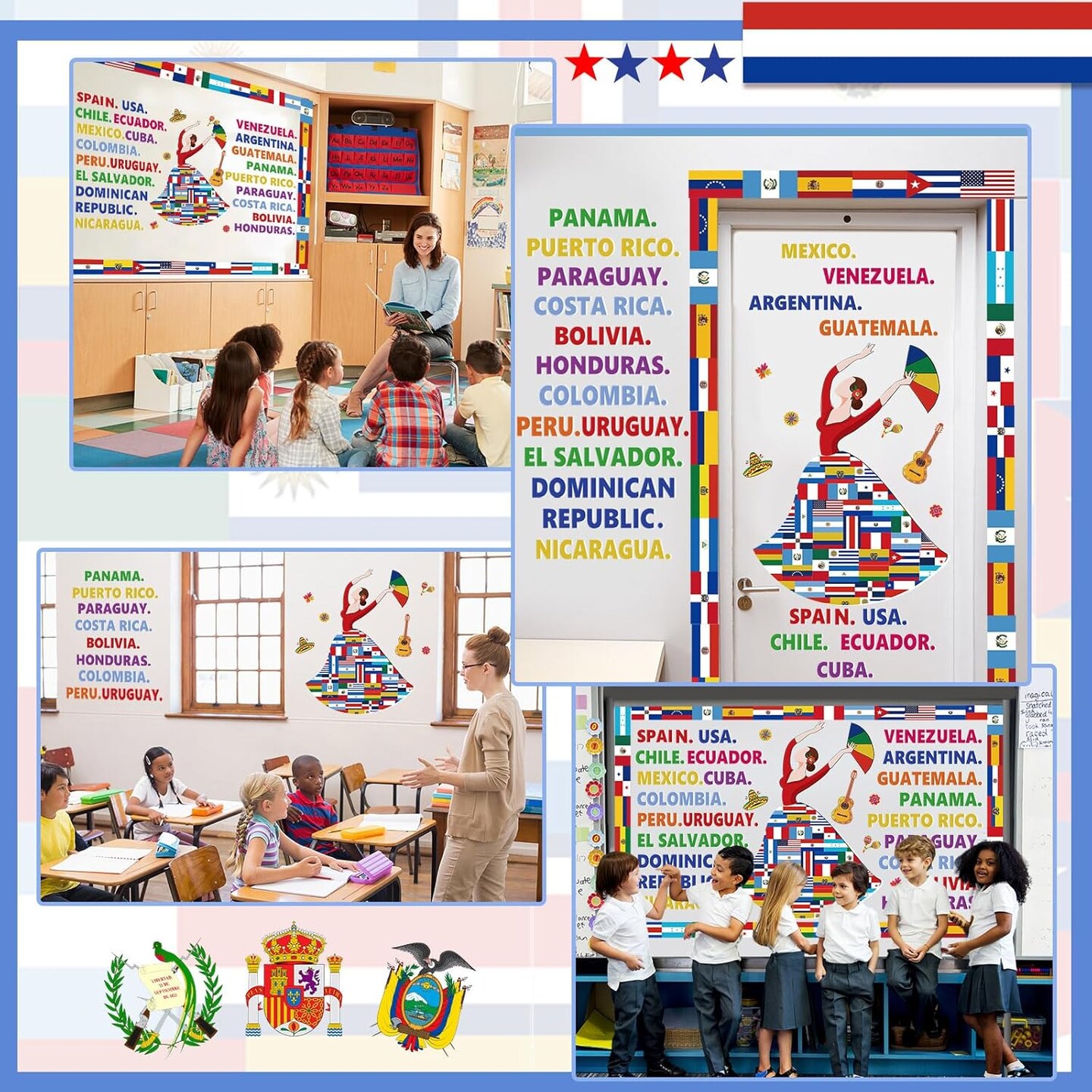 Hispanic Heritage Month Bulletin Board Decorations Latin American Classroom Decor (Multi Color)