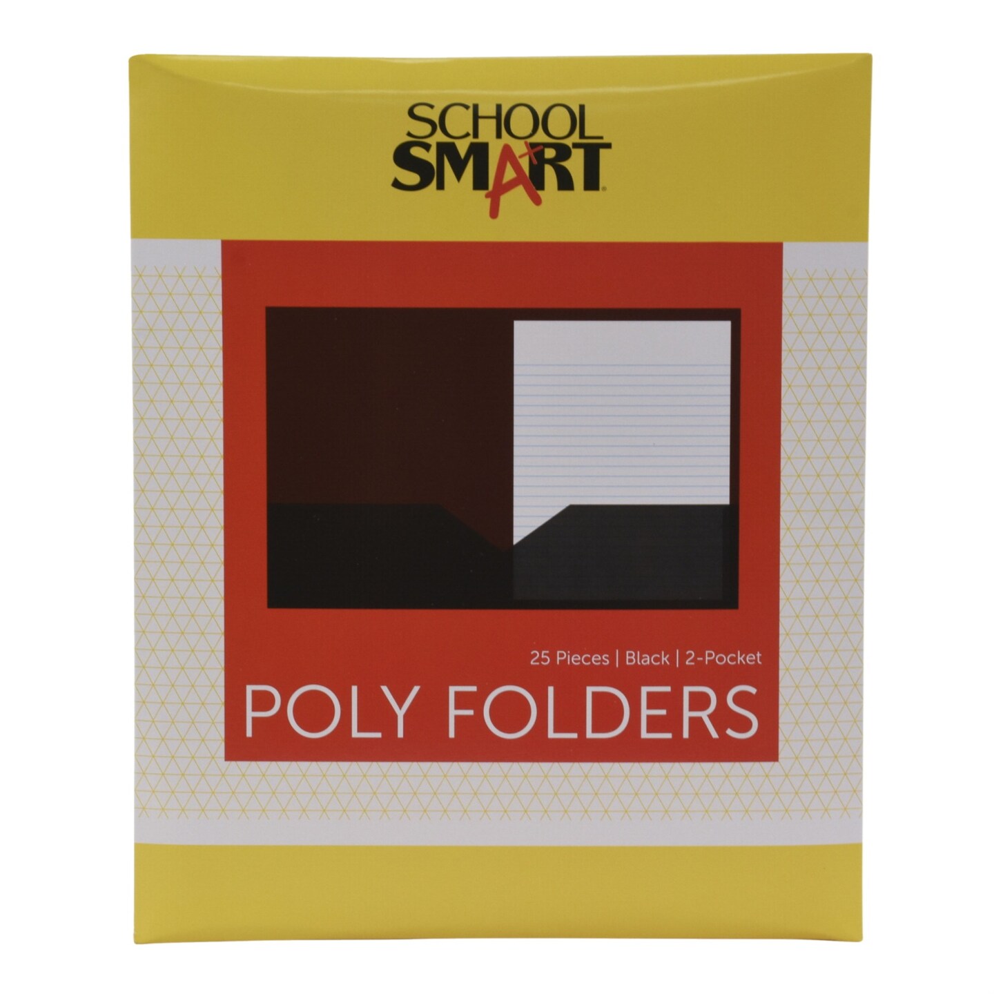 School Smart Heavyweight Two-Pocket Poly Folder, Black, Pack of 25