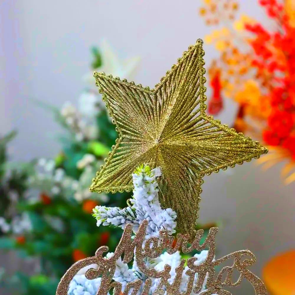 Valentine Day Tree Topper Glitter Star Tree Topper(Gold)