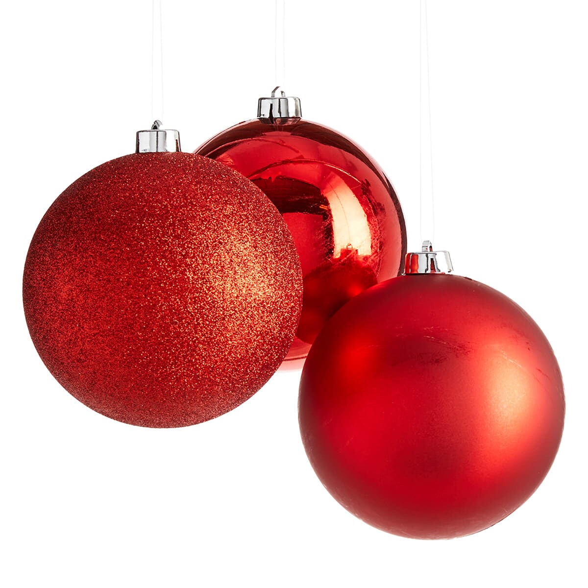 Mix Shatterproof Christmas Ornaments &#x2013; Large 5.9&#x22; Matte, Shiny &#x26; Glitter Balls-3-PCS