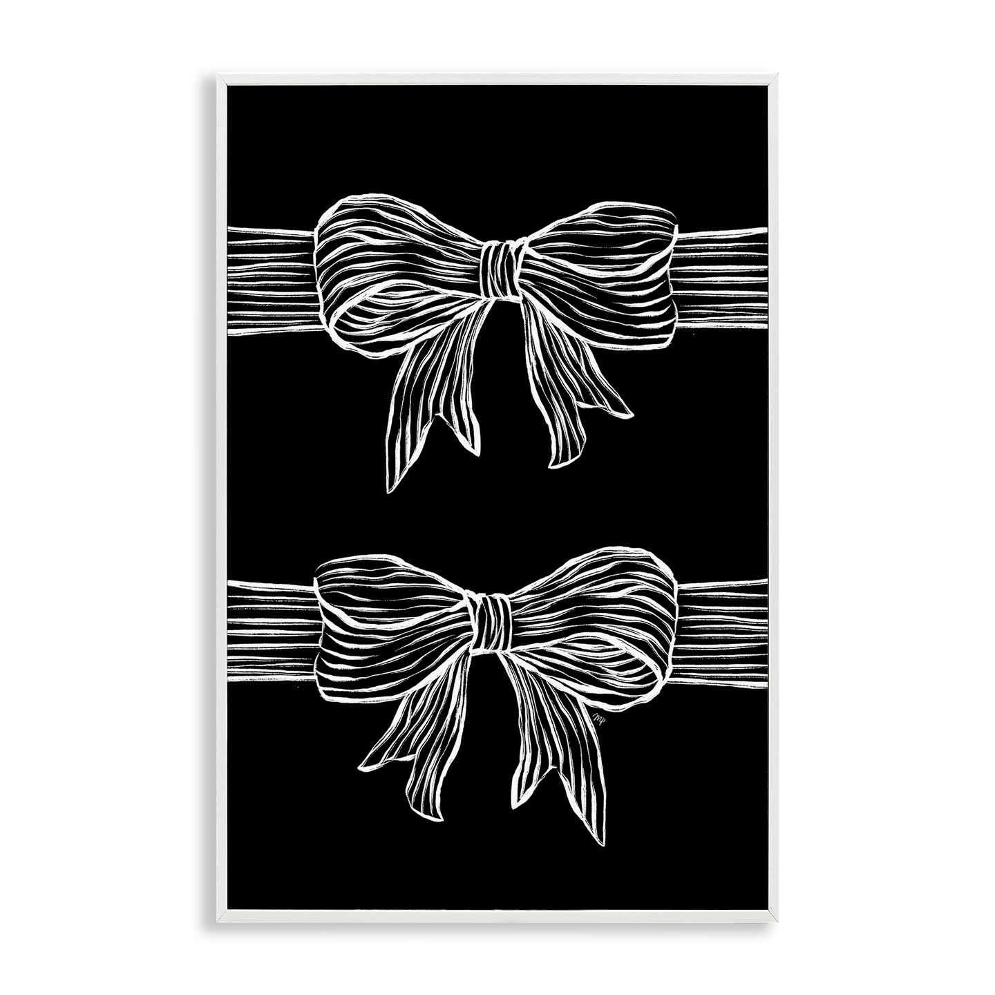 Stupell Industries White Bows on Black Framed Giclee, design by Martina Pavlova