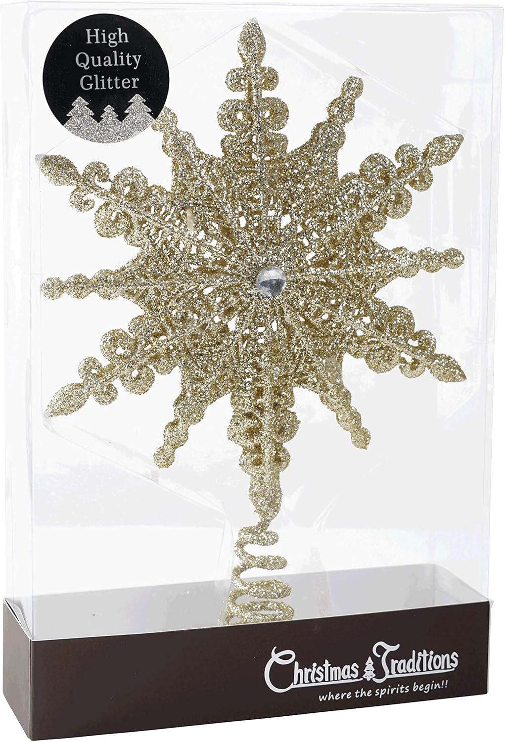 8 inch Gold Glittered Filigree Christmas Star Tree Topper(Gold)
