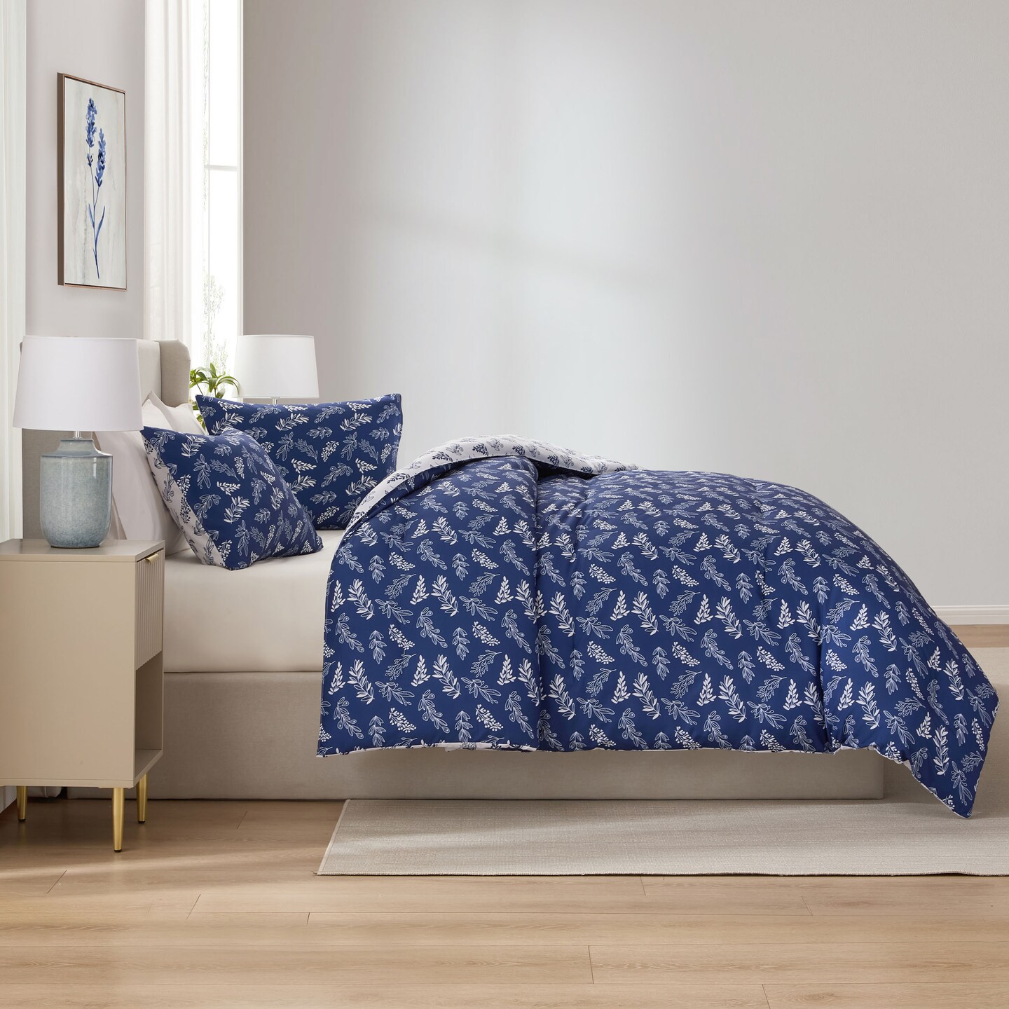 CraftBud 3PC Reversible Botanical Printed Comforter Bedding Set