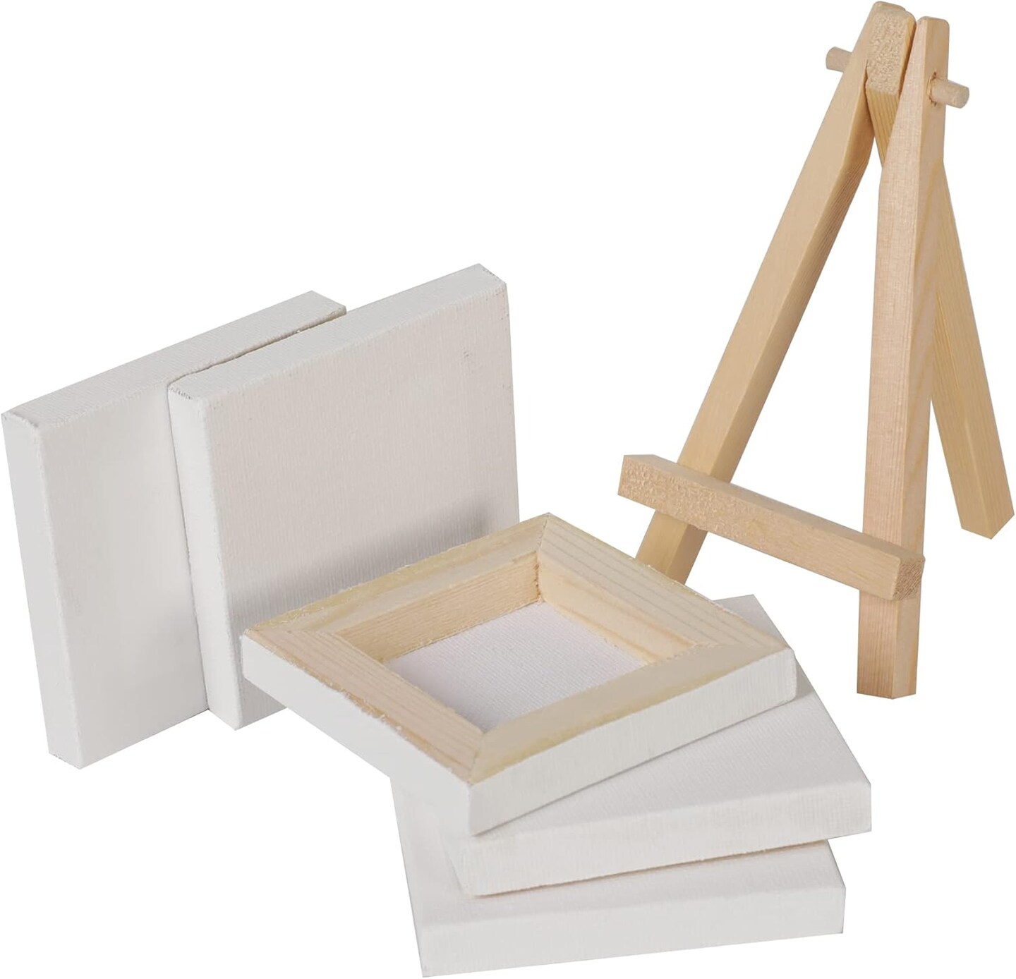 Pack of 14 Mini Canvases with Easel Set - 4&#x201D; x 4&#x201D; Inches