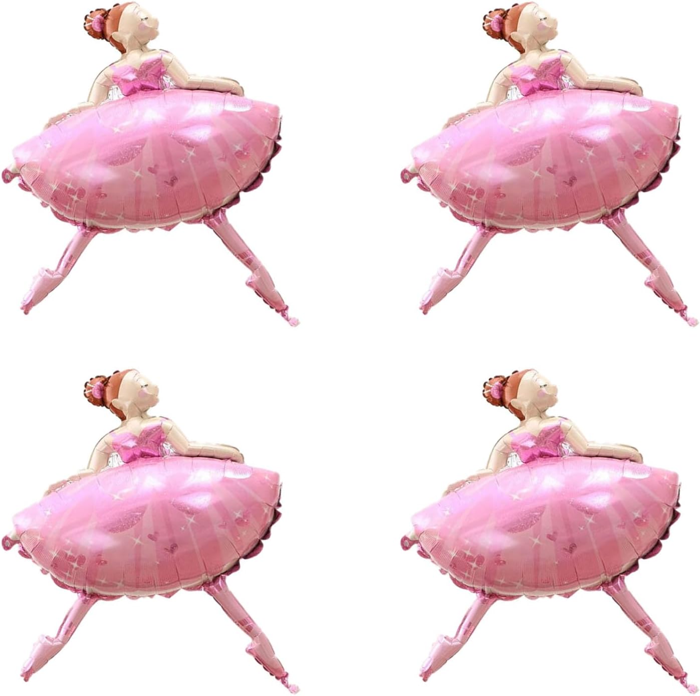 4PCS Pink Ballet Dancing Girl Foil Balloon Aluminum Foil(Pink)