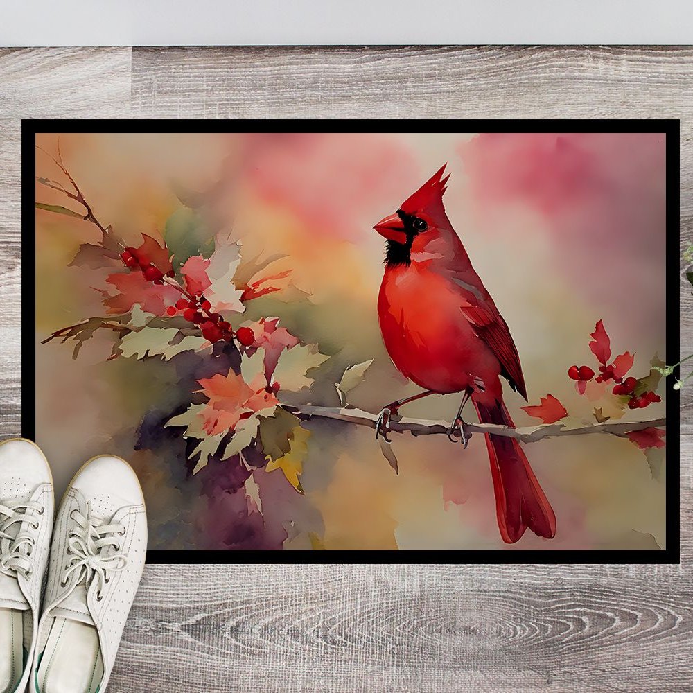 Edge Collections - 24" x 36" - Multicolor - Cardinal Doormat Non Slip Washable Indoor Outdoor Rug - 1 Piece