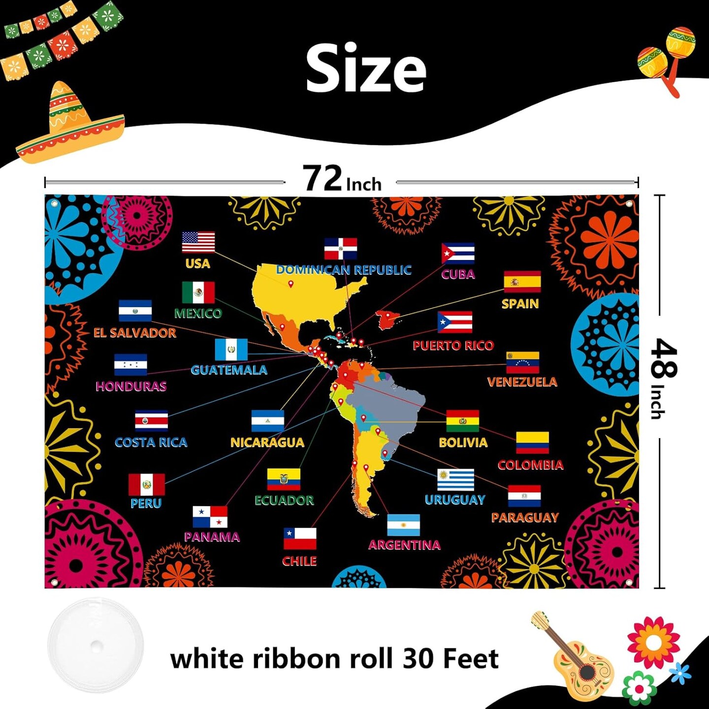 Hispanic Heritage Month Decorations Banner - 72&#x22; x 48&#x22;