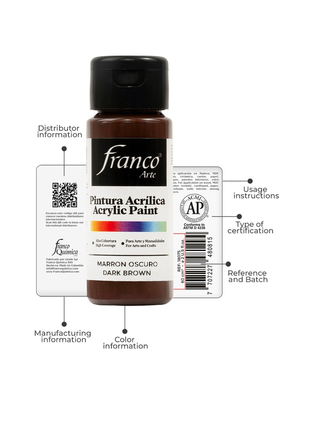 18031 Acrylic Paint 2 U.S fl oz / Dark Brown