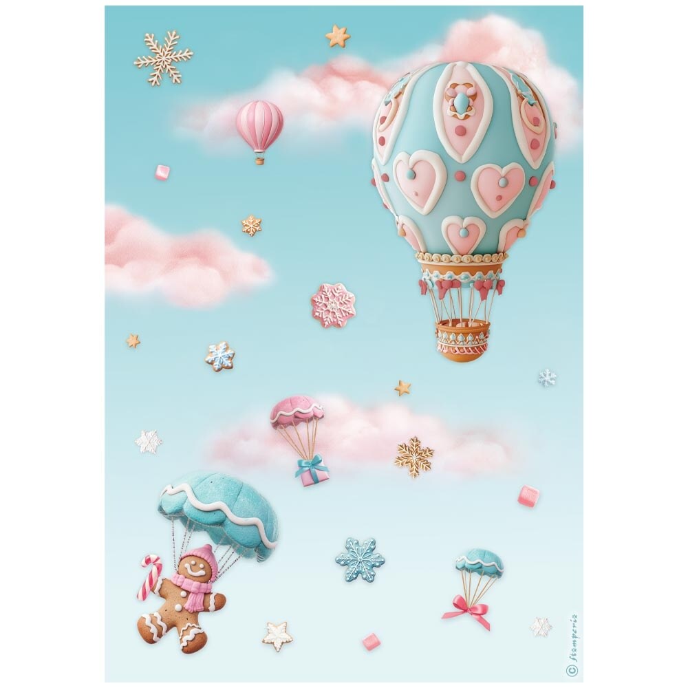 Stamperia Rice Paper Sheet A4-Candy Christmas Air Balloons | Michaels