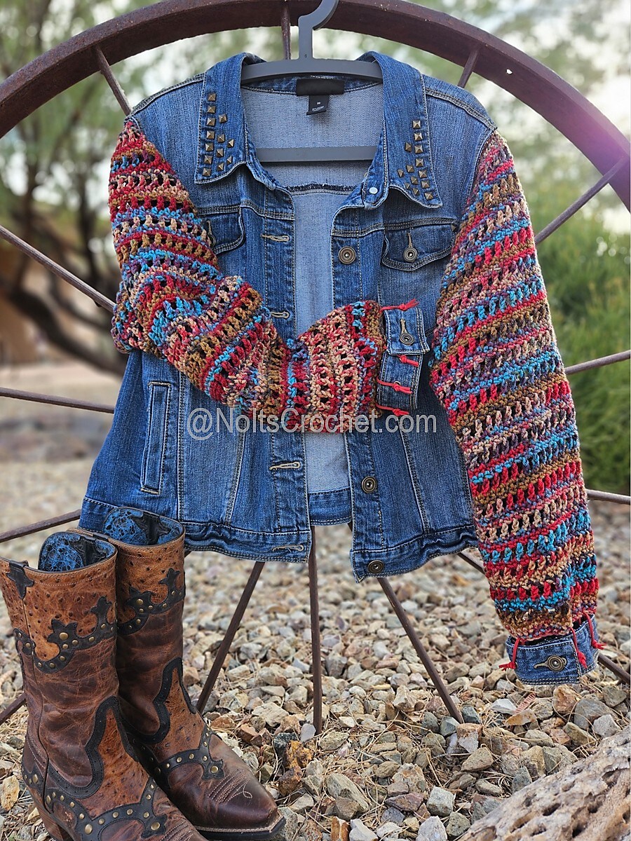 Santa Fe Spirit – Upcycled Denim Jacket (Plus Size 1X