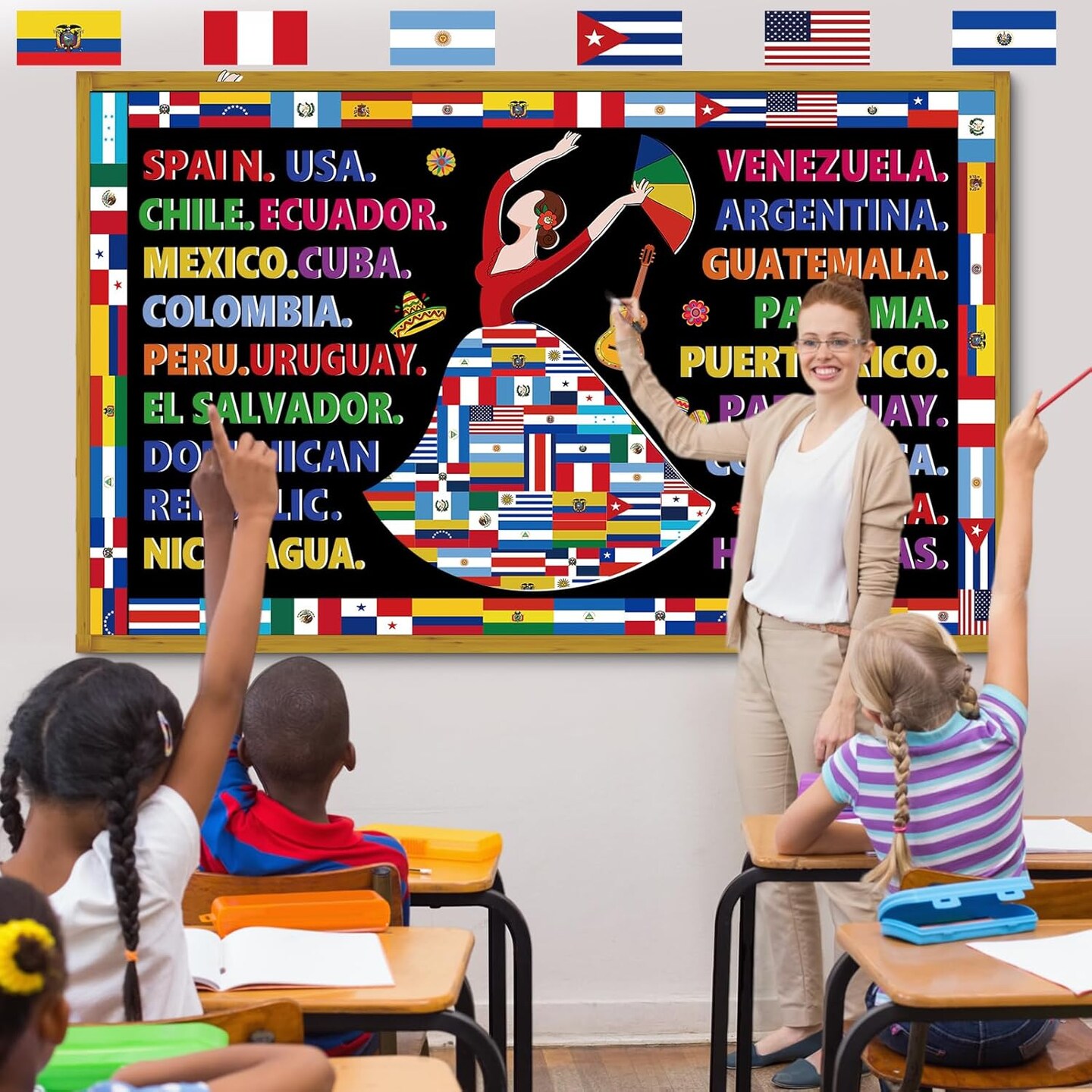 Hispanic Heritage Month Bulletin Board Decorations Latin American Classroom Decor (Multi Color)